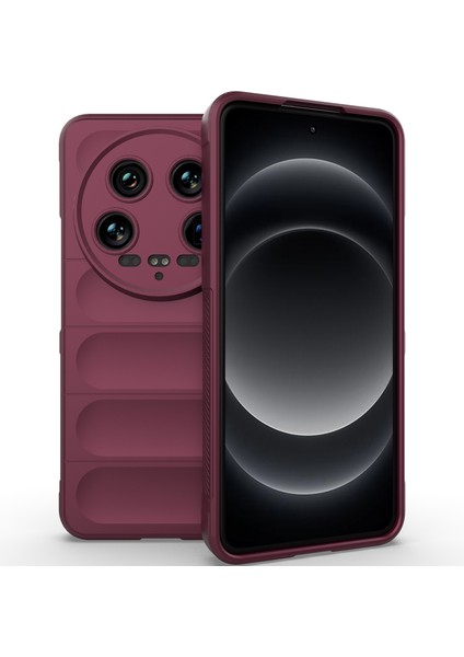Xiaomi 14 Ultra Için Kaymaz Yumuşak Silikon Telefon Kılıfı - Koyu Kırmızı (Yurt Dışından)