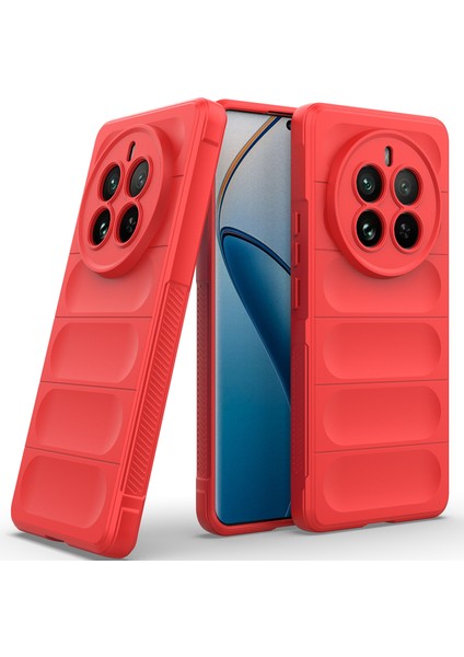 Realme 12 Pro / 12 Pro+ Için Kaymaz Yumuşak Silikon Telefon Kılıfı - Kırmızı (Yurt Dışından)