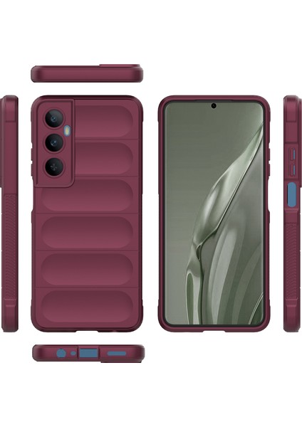 Realme C65 4g Için Kaymaz Yumuşak Silikon Telefon Kılıfı - Koyu Kırmızı (Yurt Dışından)