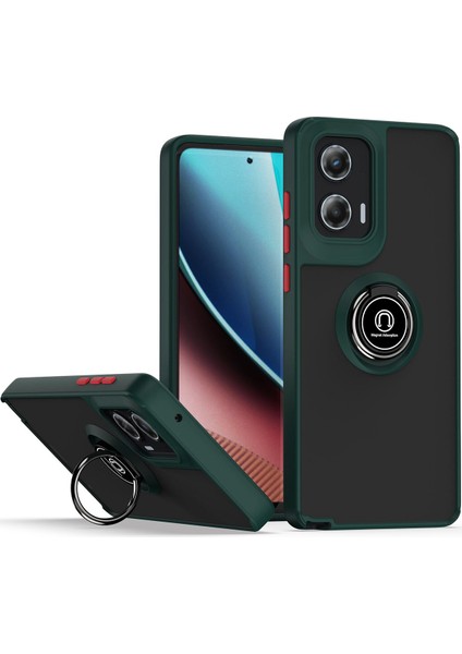 Motorola Moto G Stylus 5g (2024) Için Yüzük Stand Mat Sert Silikon Telefon Kılıfı - Dark Yeşil (Yurt Dışından)