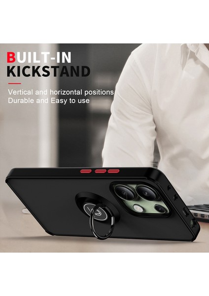 Xiaomi Redmi Note 13 4g Için Yüzük Stand Mat Sert Silikon Telefon Kılıfı - Kırmızı (Yurt Dışından)