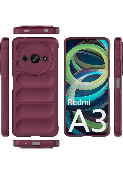 Xiaomi Redmi A3 Için Kaymaz Yumuşak Silikon Telefon Kılıfı - Koyu Kırmızı (Yurt Dışından) modelleri