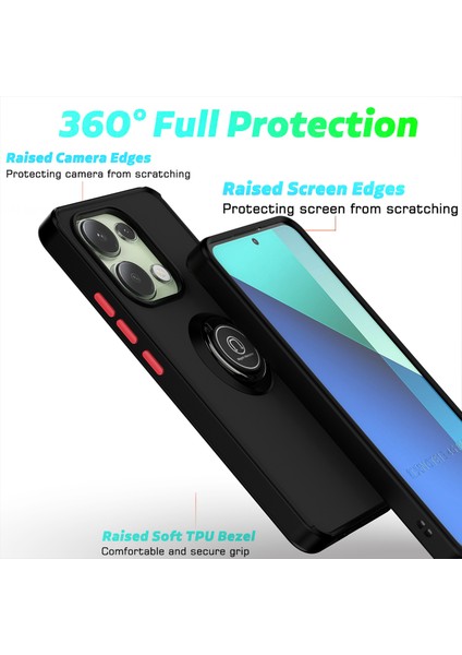 Xiaomi Redmi Note 13 4g Için Yüzük Stand Mat Sert Silikon Telefon Kılıfı - Gök Mavisi (Yurt Dışından)