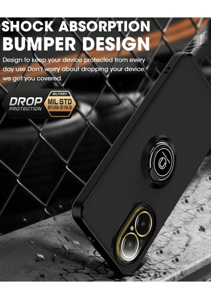 Realme C67 4g Için Yüzük Stand Mat Sert Silikon Telefon Kılıfı - Siyah (Yurt Dışından) indirimleri