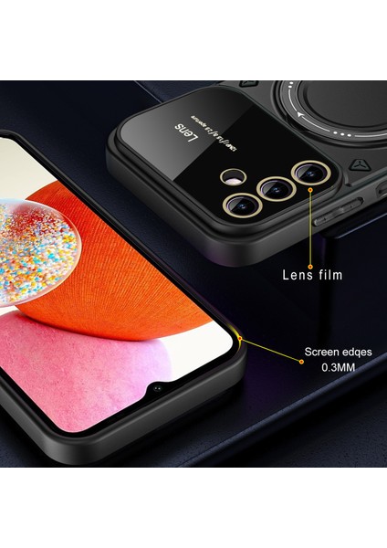Samsung Galaxy A24 4g Için Çift Katmanlı Manyetik Halka Lens Standı Telefon Kılıfı - Mor (Yurt Dışından)