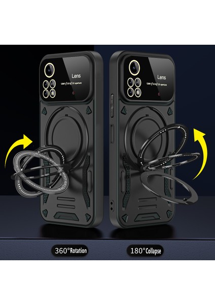 Xiaomi Poco X4 Pro 5g Için Çift Katmanlı Manyetik Halka Lens Standı Telefon Kılıfı - Mavi (Yurt Dışından) modelleri