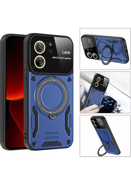Xiaomi 13T / 13T Pro /redmi K60 Ultra Için Çift Katmanlı Manyetik Halka Lens Standı Telefon Kılıfı - Kırmızı (Yurt Dışından) fiyatları
