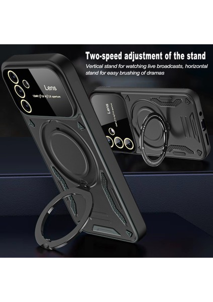 Samsung Galaxy A54 Için Çift Katmanlı Manyetik Halka Lens Standı Telefon Kılıfı - Siyah (Yurt Dışından) fırsatları