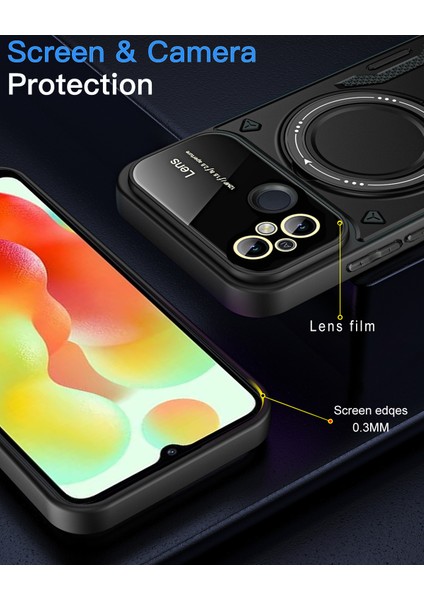 Xiaomi Redmi 12C Için Çift Katmanlı Manyetik Halka Lens Standı Telefon Kılıfı - Kırmızı (Yurt Dışından) indirimleri
