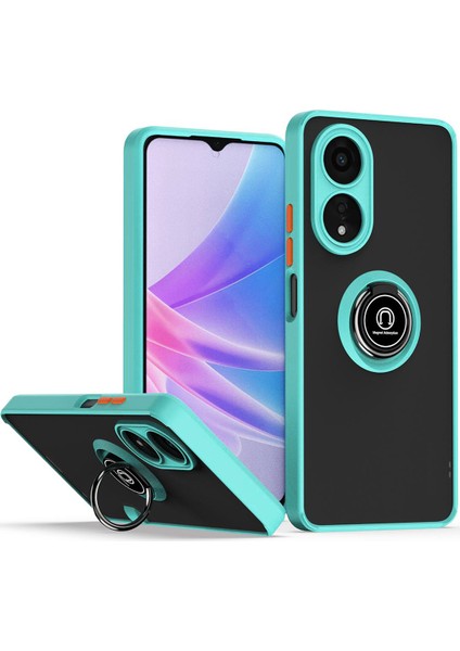 Oppo A78 5g Için Yüzük Stand Mat Sert Silikon Telefon Kılıfı - Gök Mavisi (Yurt Dışından)