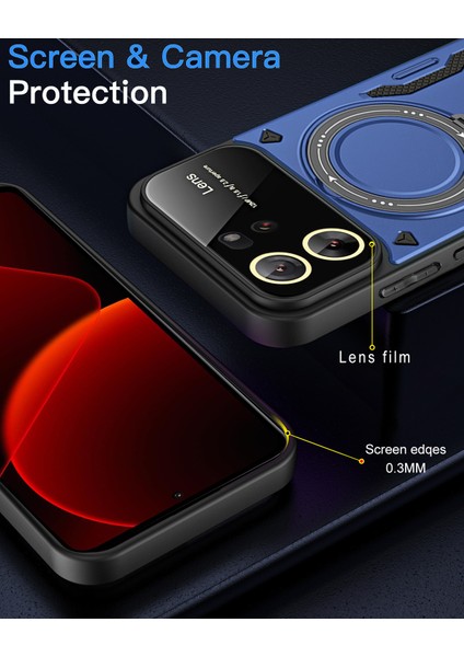 Xiaomi 13T / 13T Pro /redmi K60 Ultra Için Çift Katmanlı Manyetik Halka Lens Standı Telefon Kılıfı - Mavi (Yurt Dışından) indirimleri