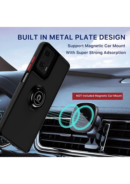 Motorola Moto G24 / G04 Için Yüzük Stand Mat Sert Silikon Telefon Kılıfı - Mavi (Yurt Dışından) modelleri