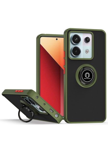 Xiaomi Redmi Note 13 Pro 5g Için Yüzük Stand Mat Sert Silikon Telefon Kılıfı - Yeşil (Yurt Dışından)