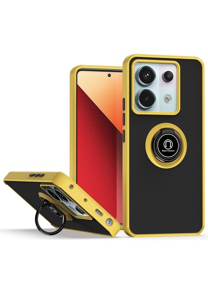 Xiaomi Redmi Note 13 Pro 5g Için Yüzük Stand Mat Sert Silikon Telefon Kılıfı - Sarı (Yurt Dışından)