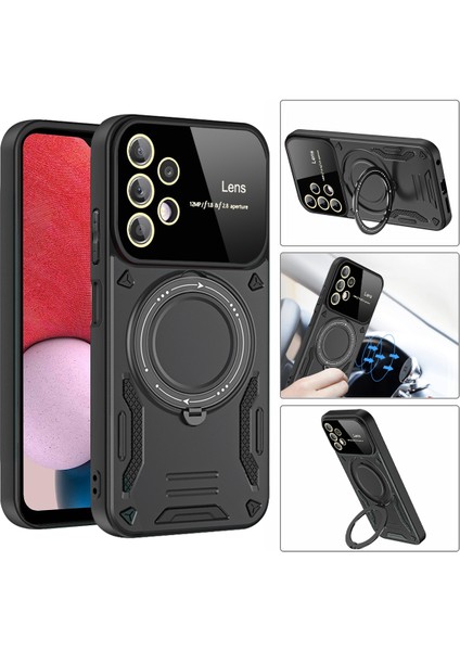 Samsung Galaxy A13 4g Için Çift Katmanlı Manyetik Halka Lens Standı Telefon Kılıfı - Kırmızı (Yurt Dışından) fiyatları