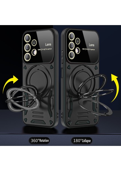 Samsung Galaxy A13 4g Için Çift Katmanlı Manyetik Halka Lens Standı Telefon Kılıfı - Kırmızı (Yurt Dışından) modelleri