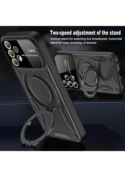 Samsung Galaxy A13 4g Için Çift Katmanlı Manyetik Halka Lens Standı Telefon Kılıfı - Kırmızı (Yurt Dışından) fırsatları