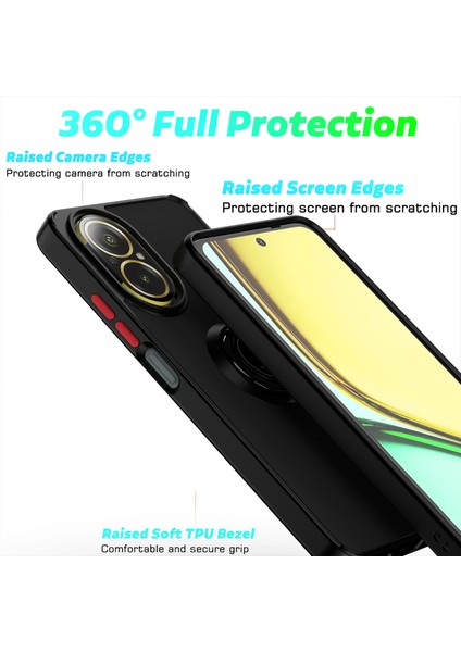 Realme C67 4g Için Yüzük Stand Mat Sert Silikon Telefon Kılıfı - Yeşil (Yurt Dışından) fiyatları