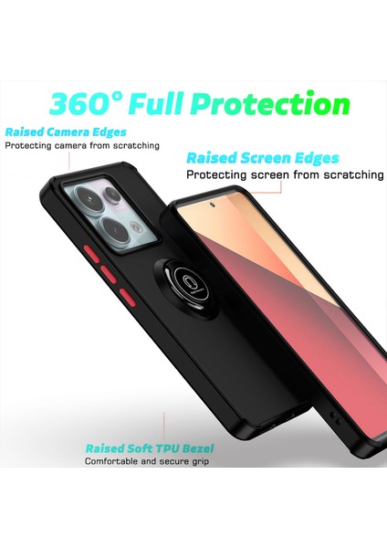 Xiaomi Redmi Note 13 Pro 5g Için Yüzük Stand Mat Sert Silikon Telefon Kılıfı - Kırmızı (Yurt Dışından)