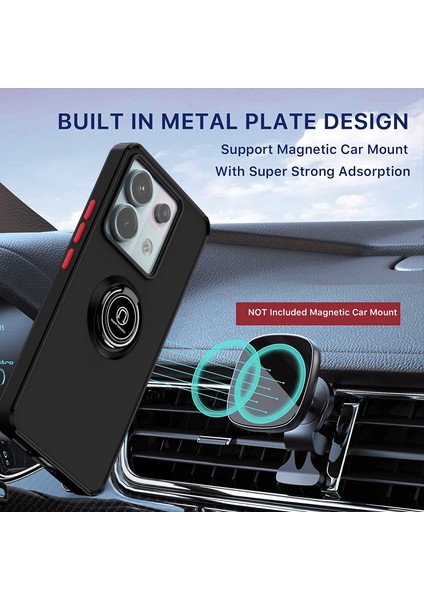 Xiaomi Redmi Note 13 Pro 5g Için Yüzük Stand Mat Sert Silikon Telefon Kılıfı - Kırmızı (Yurt Dışından)