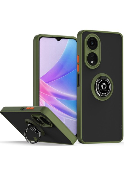 Oppo A78 5g Için Yüzük Stand Mat Sert Silikon Telefon Kılıfı - Yeşil (Yurt Dışından)