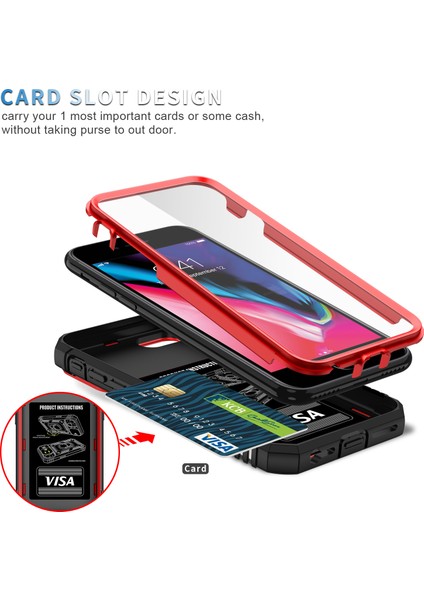iPhone 8 Plus / 7 Plus / 6s Plus / 6 Plus Için Çift Katmanlı Slayt Lens Kapak Halka Tutucu Standı ile Telefon Kılıfı - Kırmızı (Yurt Dışından) fırsatları