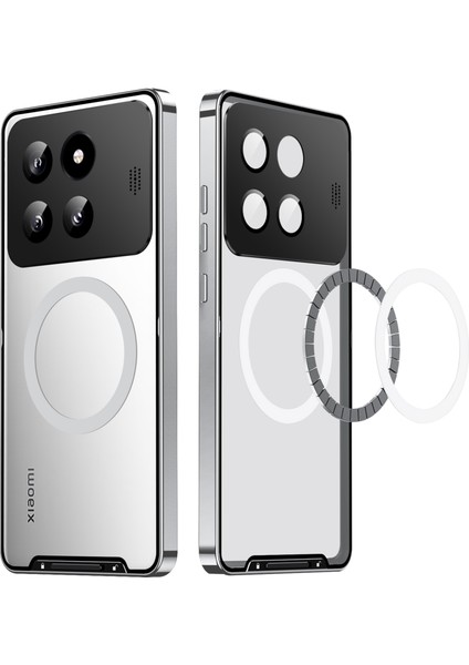 Xiaomi 14 Pro Için Metal Pc Arka Lens Koruma Manyetik Kablosuz Şarj Cihazı Telefon Kılıfı Gümüş (Yurt Dışından) fiyatları
