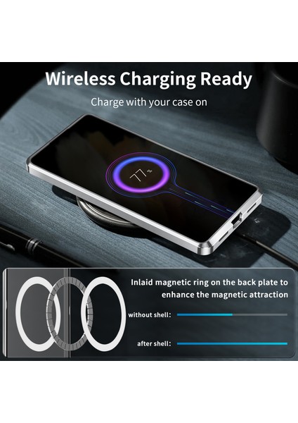 Samsung Galaxy S21+ 5g Için Metal Pc Arka Lens Koruma Manyetik Kablosuz Şarj Cihazı Telefon Kılıfı Gümüş (Yurt Dışından) fırsatları