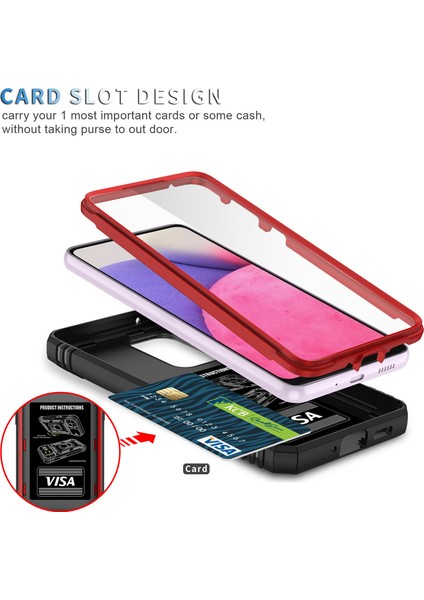 Samsung Galaxy A33 5g Için Çift Katmanlı Slayt Lens Kapak Halka Tutucu Standı ile Telefon Kılıfı - Kırmızı (Yurt Dışından) fırsatları