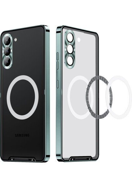 Samsung Galaxy S23+ Için Metal Pc Arka Lens Koruma Manyetik Kablosuz Şarj Cihazı Telefon Kılıfı Yeşil (Yurt Dışından) modelleri