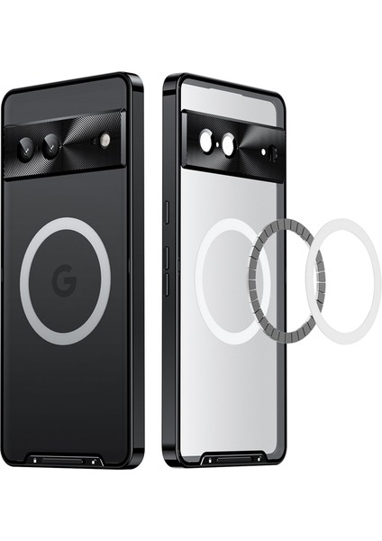 Google Pixel 7A Için Metal Pc Arka Lens Koruma Manyetik Kablosuz Şarj Cihazı Telefon Kılıfı Siyah (Yurt Dışından)
