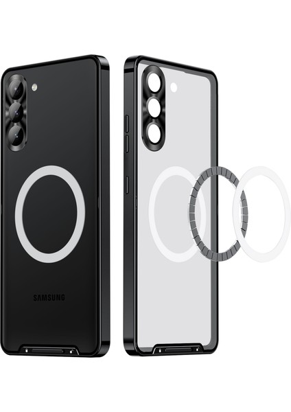 Samsung Galaxy S23 Fe Için Metal Pc Arka Lens Koruma Manyetik Kablosuz Şarj Cihazı Telefon Kılıfı Siyah (Yurt Dışından) modelleri