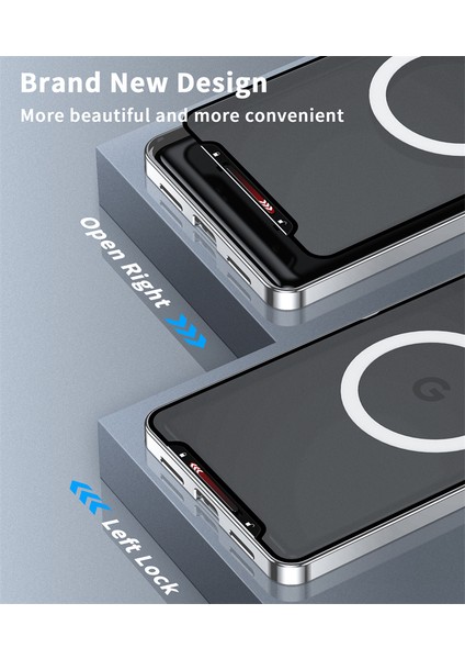 Google Pixel 7A Için Metal Pc Arka Lens Koruma Manyetik Kablosuz Şarj Cihazı Telefon Kılıfı Gümüş (Yurt Dışından)