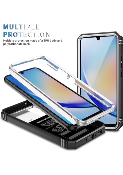 Samsung Galaxy A34 Için Çift Katmanlı Slayt Lens Kapak Halka Tutucu Standı ile Telefon Kılıfı - Beyaz (Yurt Dışından) modelleri