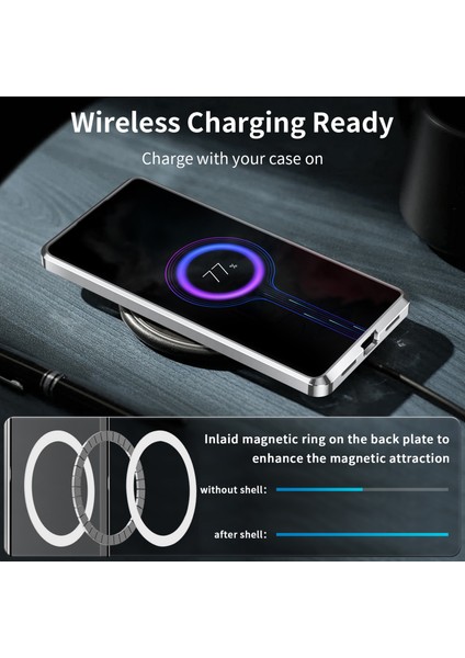 Samsung Galaxy NOTE10+/NOTE10 Plus Için Metal Pc Arka Lens Koruma Manyetik Kablosuz Şarj Cihazı Telefon Kılıfı Gümüş (Yurt Dışından)