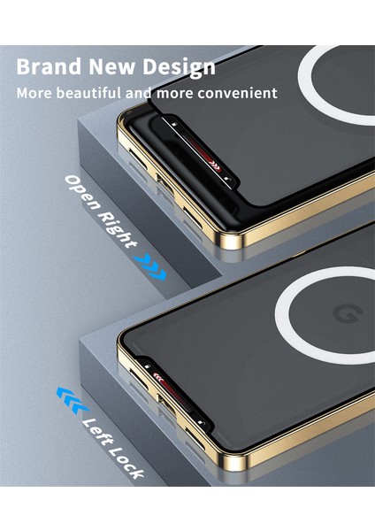 Google Pixel 7A Için Metal Pc Arka Lens Koruma Manyetik Kablosuz Şarj Cihazı Telefon Kılıfı Altın (Yurt Dışından)