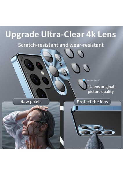 Samsung Galaxy S23 Ultra Için Metal Pc Arka Lens Koruma Manyetik Kablosuz Şarj Cihazı Telefon Kılıfı Mavi (Yurt Dışından)