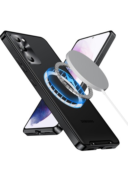 Samsung Galaxy S20 Fe 5g Için Metal Pc Arka Lens Koruma Manyetik Kablosuz Şarj Cihazı Telefon Kılıfı Siyah (Yurt Dışından)
