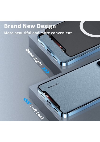 Xiaomi 13 Pro Için Metal Pc Arka Lens Koruma Manyetik Kablosuz Şarj Cihazı Telefon Kılıfı Mavi (Yurt Dışından)