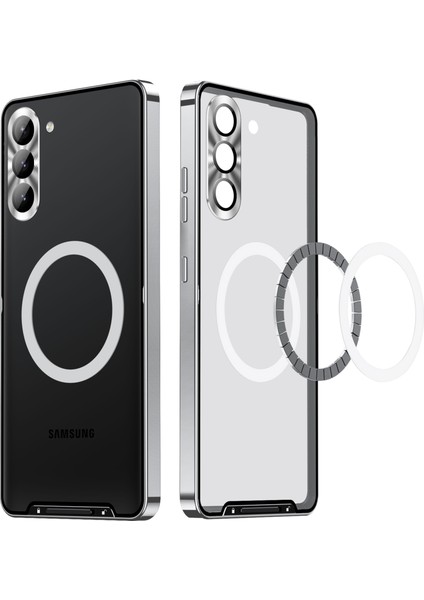 Samsung Galaxy S24+ Için Metal Pc Arka Lens Koruma Manyetik Kablosuz Şarj Cihazı Telefon Kılıfı Gümüş (Yurt Dışından) modelleri