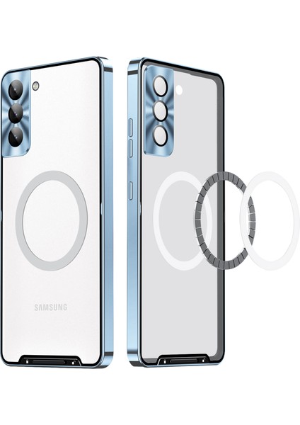 Samsung Galaxy S22+ 5g Için Metal Pc Arka Lens Koruma Manyetik Kablosuz Şarj Cihazı Telefon Kılıfı Mavi (Yurt Dışından)