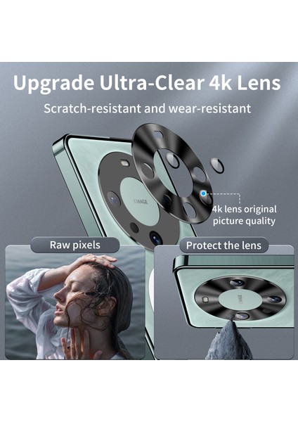 Huawei Mate 60 Için Metal Pc Arka Lens Koruma Manyetik Kablosuz Şarj Cihazı Telefon Kılıfı Yeşil (Yurt Dışından) modelleri