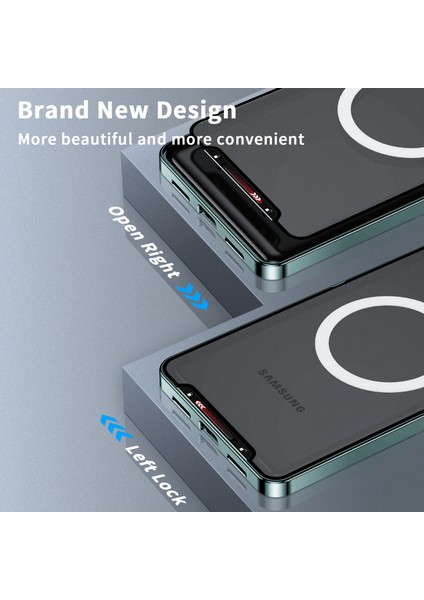 Samsung Galaxy S23 Ultra Için Metal Pc Arka Lens Koruma Manyetik Kablosuz Şarj Cihazı Telefon Kılıfı Yeşil (Yurt Dışından)