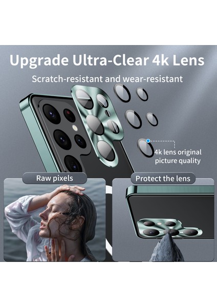 Samsung Galaxy S23 Ultra Için Metal Pc Arka Lens Koruma Manyetik Kablosuz Şarj Cihazı Telefon Kılıfı Yeşil (Yurt Dışından)