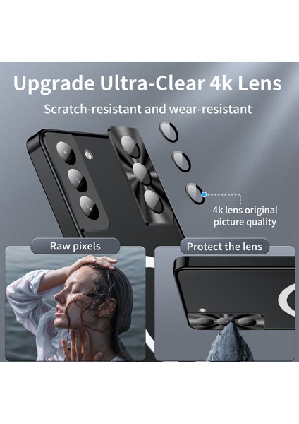 Samsung Galaxy S22+ 5g Için Metal Pc Arka Lens Koruma Manyetik Kablosuz Şarj Cihazı Telefon Kılıfı Siyah (Yurt Dışından) modelleri
