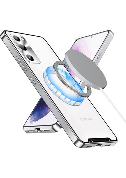 Samsung Galaxy S20 Fe 5g Için Metal Pc Arka Lens Koruma Manyetik Kablosuz Şarj Cihazı Telefon Kılıfı Gümüş (Yurt Dışından)