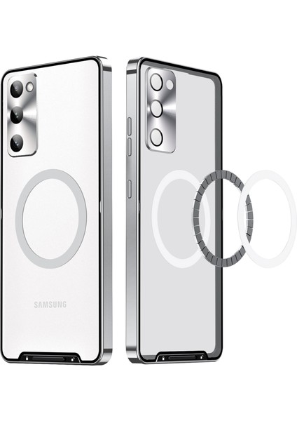 Samsung Galaxy S20 Fe 5g Için Metal Pc Arka Lens Koruma Manyetik Kablosuz Şarj Cihazı Telefon Kılıfı Gümüş (Yurt Dışından)