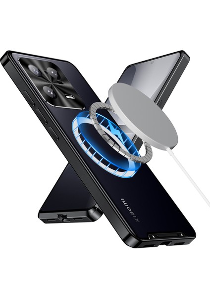 Xiaomi 13 Pro Için Metal Pc Arka Lens Koruma Manyetik Kablosuz Şarj Cihazı Telefon Kılıfı Siyah (Yurt Dışından)