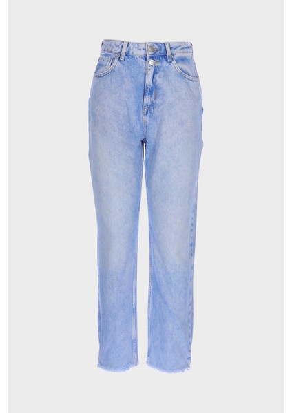 Ariana Açık Mavi Yüksek Bel Patı Fermuarlı Mom Jean C 4525-141