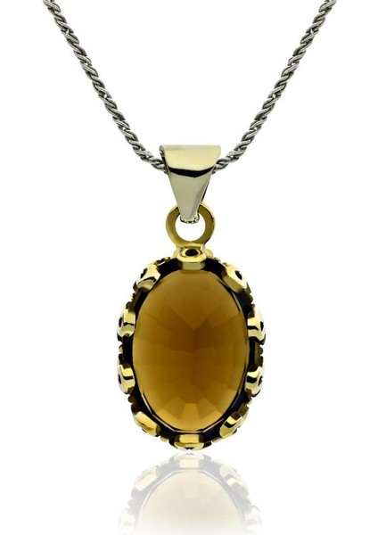 Sitrin Taşlı Otantik Gümüş Kadın Set fiyatları